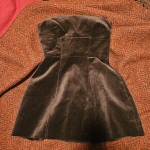 Zara Strapless Velvet Mini Dress - Brown